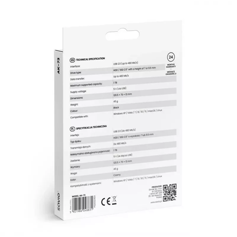 Externes HDD/SSD-Gehäuse AK-73 SAVIO