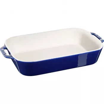 Staub Rechteckige Keramikform, dunkelblau, 34x24x7,6