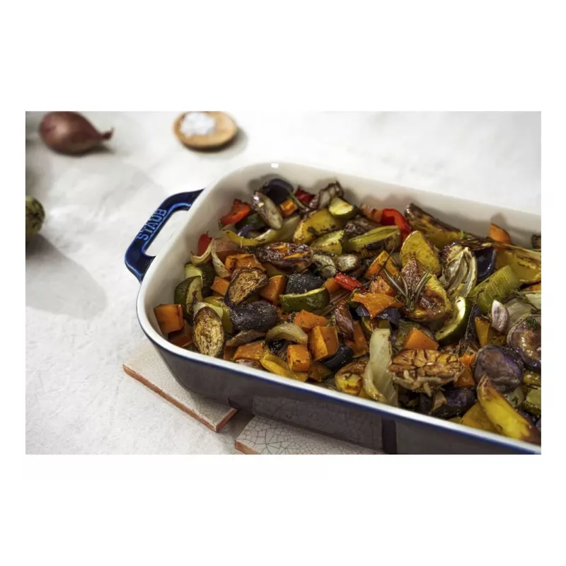 Staub Rechteckige Keramikform, dunkelblau, 34x24x7,6