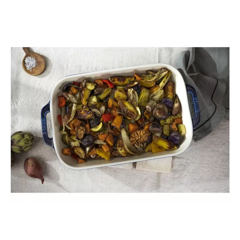Staub Rechteckige Keramikform, dunkelblau, 34x24x7,6
