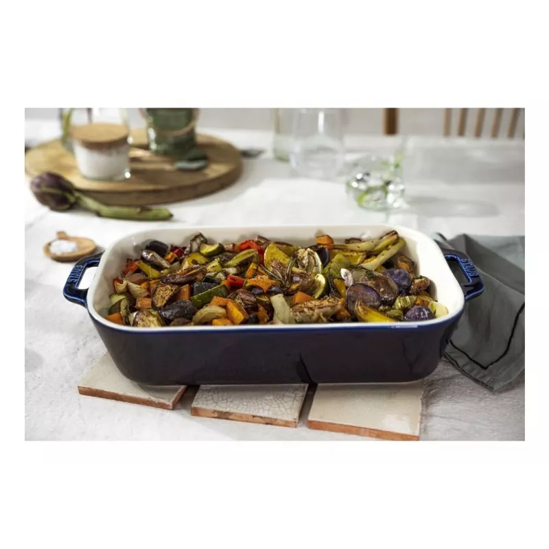 Staub Rechteckige Keramikform, dunkelblau, 34x24x7,6