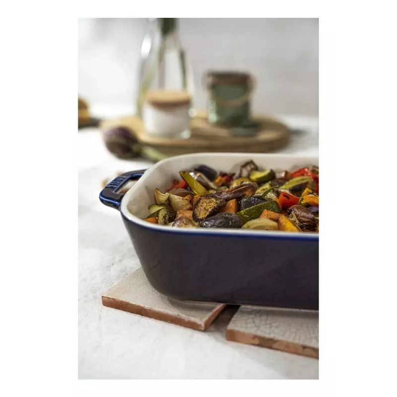 Staub Rechteckige Keramikform, dunkelblau, 34x24x7,6