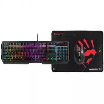 A4TECH BLOODY USB B1700 B140N +ES7 + BP-50M USB/ Esports Black USB Set (Tastatur+Maus+Pad) (EN)