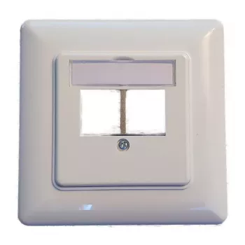 EFB Elektronik 2‑Port Keystone Rahmen-Set ET-25091 — gerader DIN49075 Auslass, RAL9003 weiß, 80×80 mm Rahmen mit 50×50 mm Zentralplatte