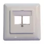 EFB Elektronik 2‑Port Keystone Rahmen-Set ET-25091 — gerader DIN49075 Auslass, RAL9003 weiß, 80×80 mm Rahmen mit 50×50 mm Zentralplatte