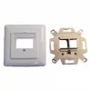 EFB Elektronik 2‑Port Keystone Rahmen-Set ET-25091 — gerader DIN49075 Auslass, RAL9003 weiß, 80×80 mm Rahmen mit 50×50 mm Zentralplatte