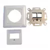 EFB Elektronik 2‑Port Keystone Rahmen-Set ET-25091 — gerader DIN49075 Auslass, RAL9003 weiß, 80×80 mm Rahmen mit 50×50 mm Zentralplatte