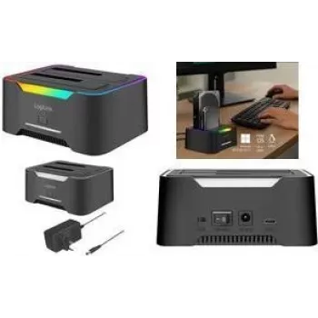 Dockingstation LOGILINK Quickport QP0036, USB 3.2, 2-fach für 2,5/3,5 Zoll SATA HDD/SSD