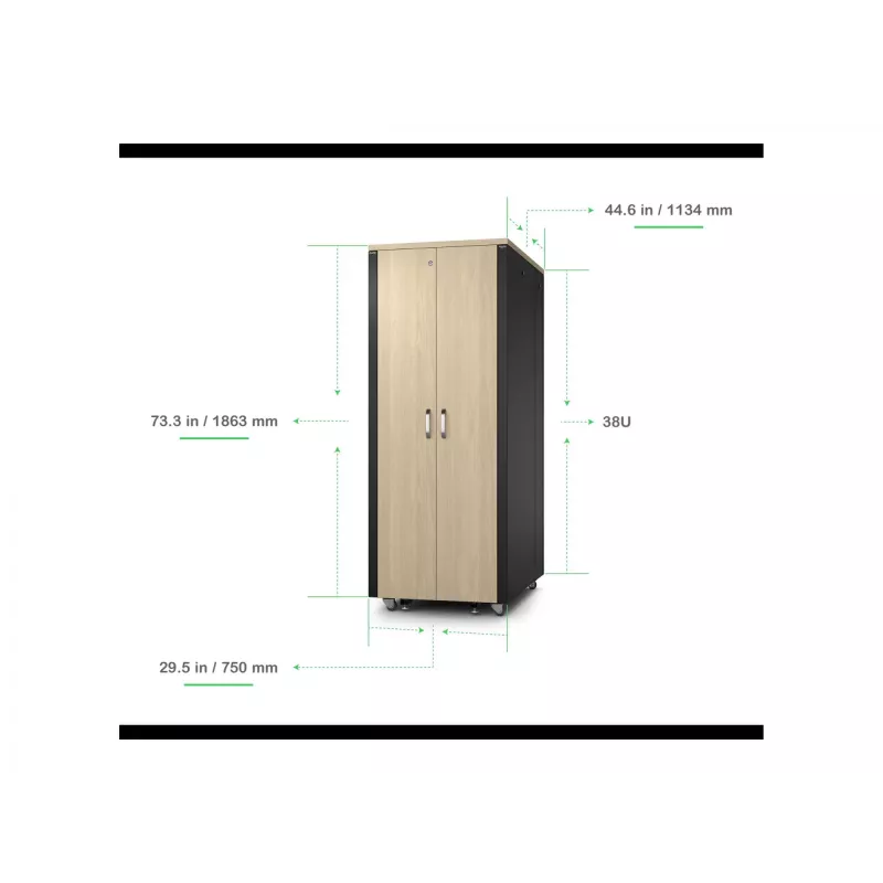 APC NetShelter - Schrank (horizontal) - schallisoliert - AC 230 V - Ahorn - 38U - 48,3 cm (19 Zoll)