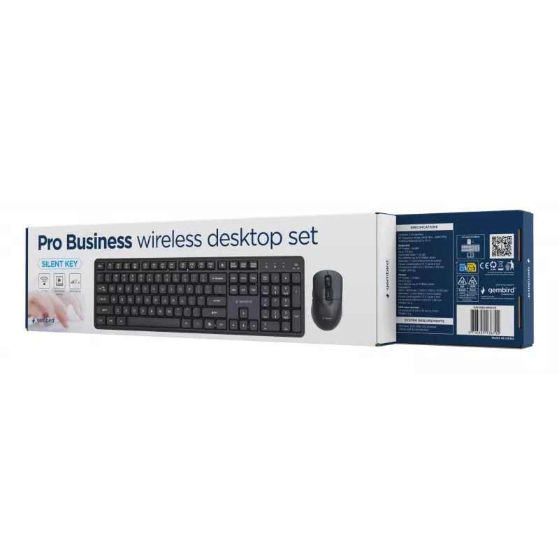 Gembird KBS-WMS-01 kabelloses Tastatur-Maus-Set, Englisch, Schwarz