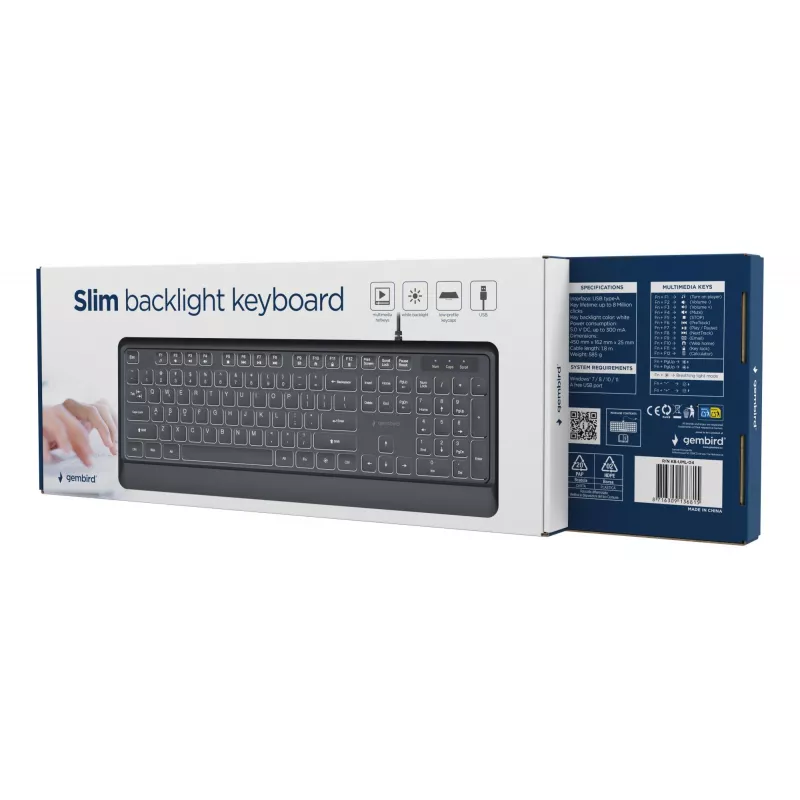 Tastatur Multimedia USB ENG/SCHWARZ KB-UML-04 Gembird