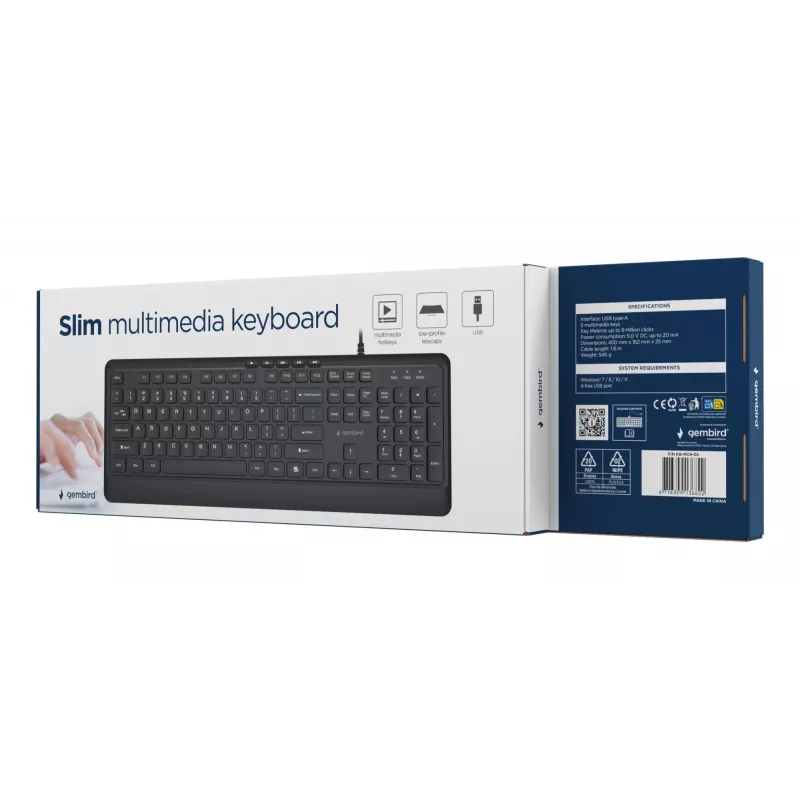 Tastatur Multimedia USB ENG/Schwarz KB-MCH-05 Gembird