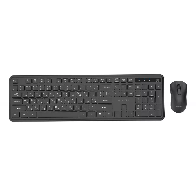 Gembird KBS-WPS-01-CYRL kabelloses Tastatur-Maus-Set, kyrillisch, schwarz