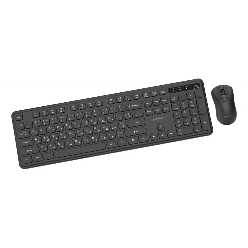 Gembird KBS-WPS-01-CYRL kabelloses Tastatur-Maus-Set, kyrillisch, schwarz