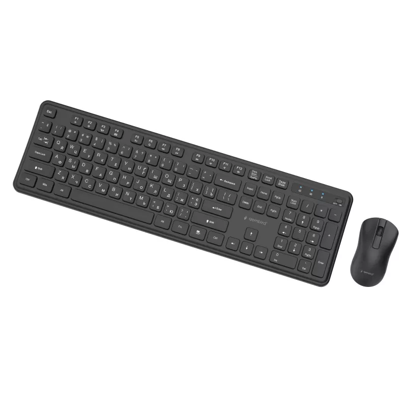 Gembird KBS-WPS-01-CYRL kabelloses Tastatur-Maus-Set, kyrillisch, schwarz
