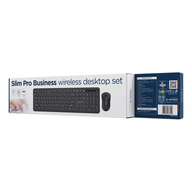 Gembird KBS-WPS-01-CYRL kabelloses Tastatur-Maus-Set, kyrillisch, schwarz