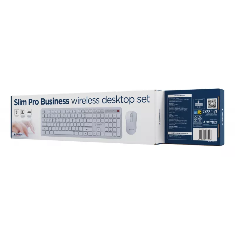 Tastatur +Maus Funk ENG/WH KBS-WPS-01-W Gembird