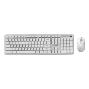 Gembird KBS-WPS-01-W-CYRL kabelloses Tastatur-Maus-Set, kyrillisch, weiß