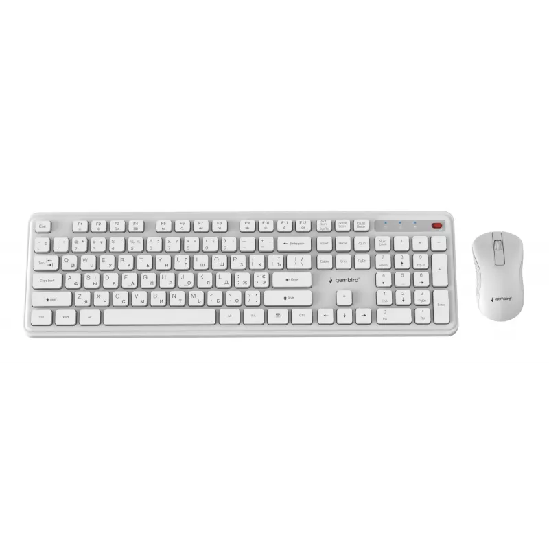 Gembird KBS-WPS-01-W-CYRL kabelloses Tastatur-Maus-Set, kyrillisch, weiß