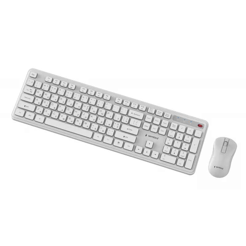 Gembird KBS-WPS-01-W-CYRL kabelloses Tastatur-Maus-Set, kyrillisch, weiß