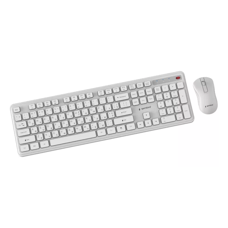 Gembird KBS-WPS-01-W-CYRL kabelloses Tastatur-Maus-Set, kyrillisch, weiß