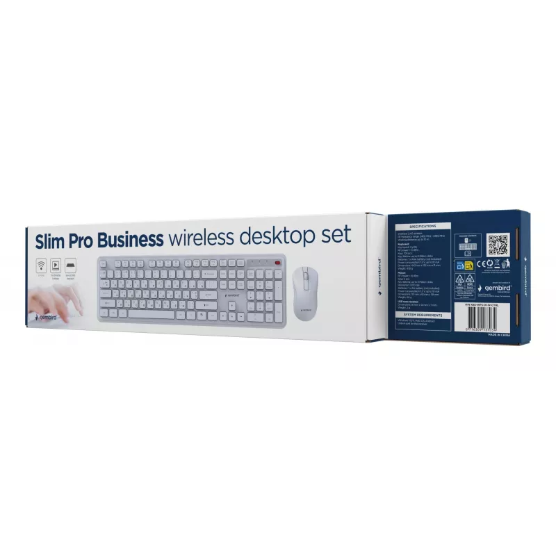 Gembird KBS-WPS-01-W-CYRL kabelloses Tastatur-Maus-Set, kyrillisch, weiß