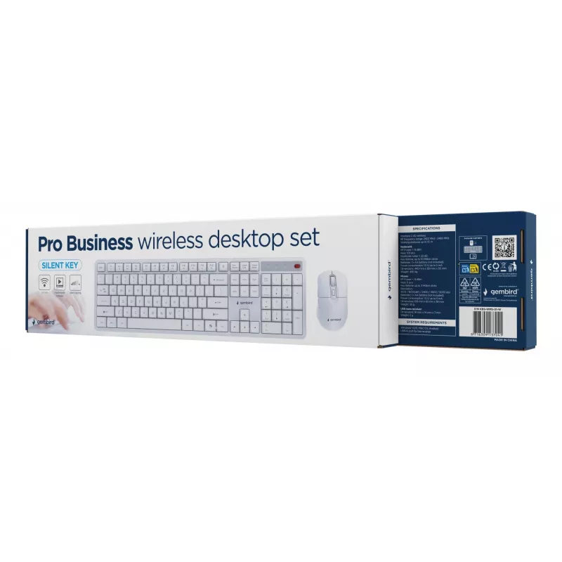 Tastatur +Maus Wrl ENG/WHITE KBS-WMS-01-W Gembird