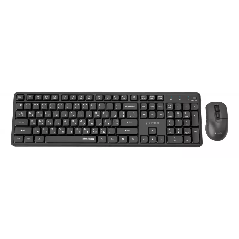 Gembird KBS-WMS-01-CYRL kabelloses Tastatur-Maus-Set, Kyrillisch, schwarz