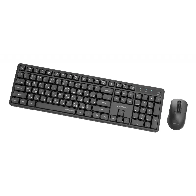 Gembird KBS-WMS-01-CYRL kabelloses Tastatur-Maus-Set, Kyrillisch, schwarz
