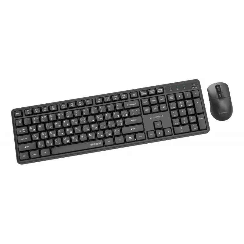 Gembird KBS-WMS-01-CYRL kabelloses Tastatur-Maus-Set, Kyrillisch, schwarz