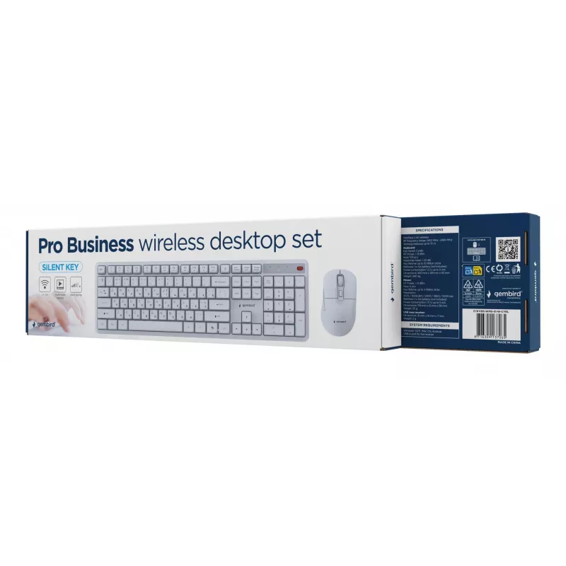 Tastatur + Maus kabellos KBS-WMS-01-W-CYRL Gembird