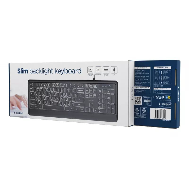 Tastatur Multimedia USB CYRILL/Schwarz KB-UML-04-CYRL Gembird