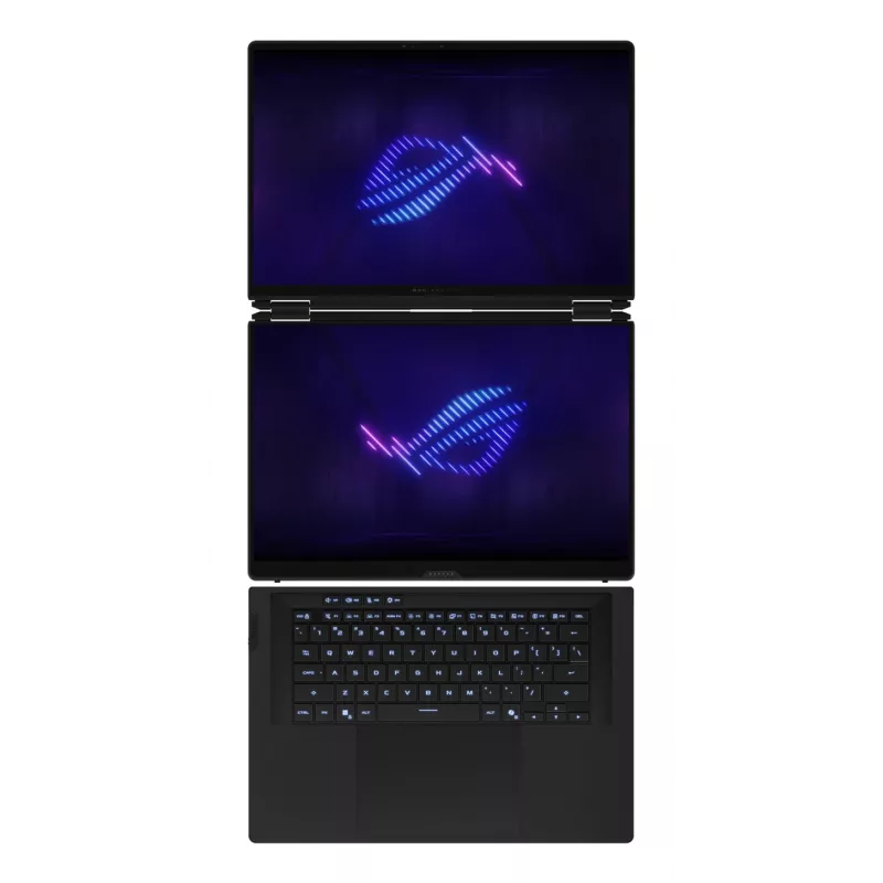 ASUS ROG Zephyrus Duo GX651AX-SR005X Intel Core Ultra 9 386H Hybrid (2-in-1) 40,6 cm (16 Zoll) Touchscreen WQXGA+ 64 GB LPDDR5x-SDRAM 2 TB SSD NVIDIA GeForce RTX 5090 Wi-Fi 7 (802.11be) Windows 11 Pro Grau