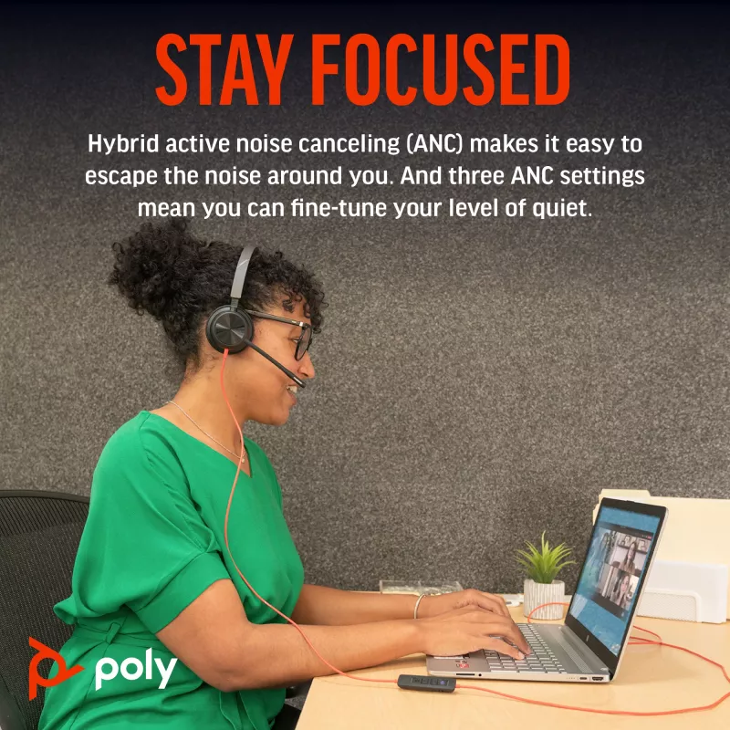 HP Poly Schwarzwire 8225 Stereo USB-C Headset +USB-C/A Adapter