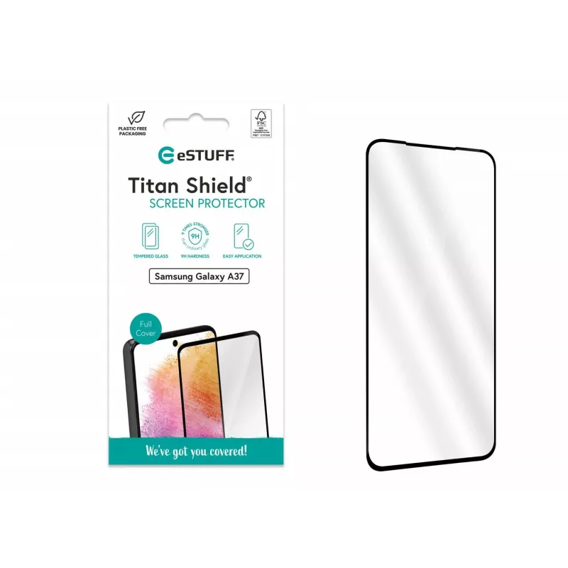 eSTUFF Samsung Galaxy A37 Full Abdeckung Displayschutzglas. Titan Shield klarer Displayschutz 1 Stück