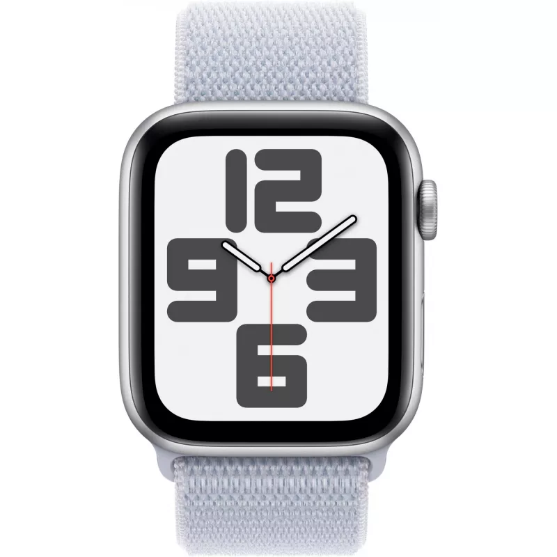 Apple Watch SE GPS 44 mm Aluminiumgehäuse Silber, Sport Loop Armband Blue Cloud