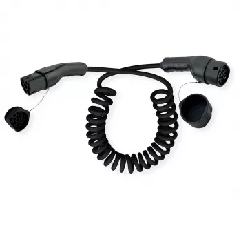 ROLINE E-Auto Ladekabel Typ2, 3-phasig, 480VAC (3P+N+E), 16 A, 11 kW, Spiralkabel, 3 m (19.08.0043)