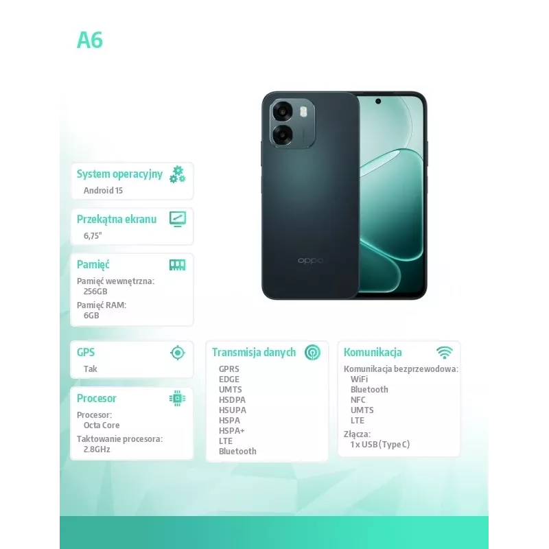 Oppo SMARTPHONE A6 6.75 – Mobiltelefon – 256 GB
