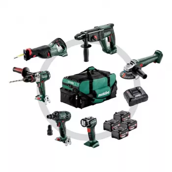 METABO Set COMBO 18V 6.1 (SB18LTX +SSW18LTX300BL +KH18LTX24 +W18L9-125QUICK +SSEP18LT +ULA) 4x4,0Ah Tasche