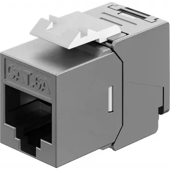 Goobay Keystone-Module RJ45 CAT 6A, STP, schlank & Short, Erdungsklemme (77942)