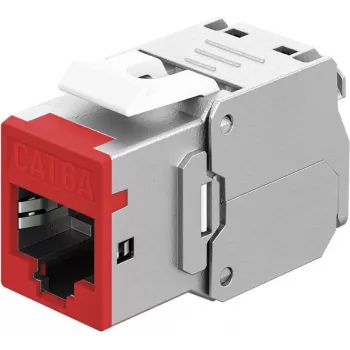 Goobay Keystone-Module RJ45 CAT 6A, STP, schlank, Rot (77948)