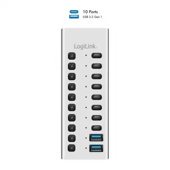 Hub USB3.2 Gen1 10 Ports USB-A/C, Ein-/Ausschalter