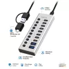 Hub USB3.2 Gen1 10 Ports USB-A/C, Ein-/Ausschalter