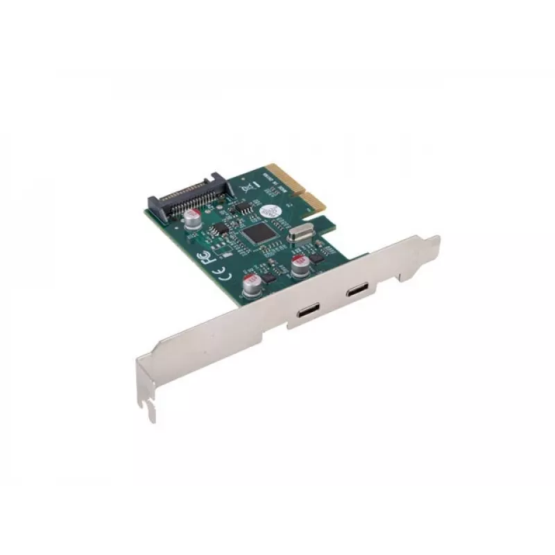 Netzwerkkarte PCI Express x1 -> 2x USB-C 3.2 Gen 2x1 LED Low Profile