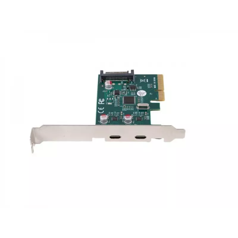 Netzwerkkarte PCI Express x1 -> 2x USB-C 3.2 Gen 2x1 LED Low Profile