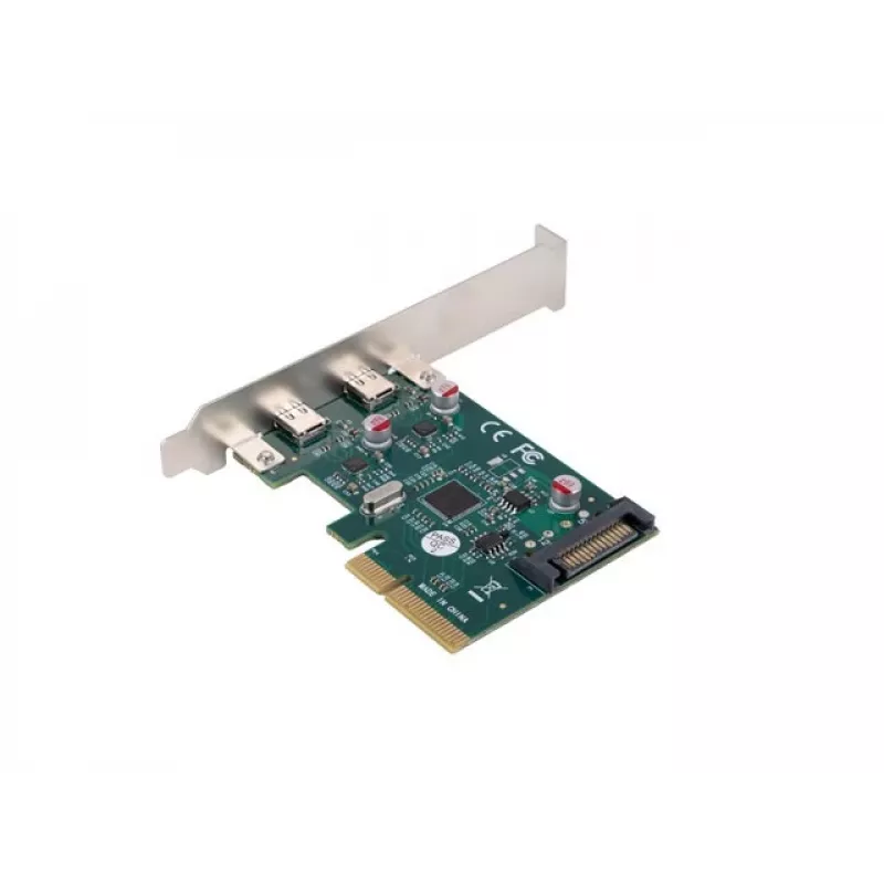 Netzwerkkarte PCI Express x1 -> 2x USB-C 3.2 Gen 2x1 LED Low Profile