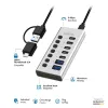 Hub USB 3.2 Gen1 7 Ports USB-A/C, Ein-/Ausschalter