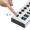 Hub USB 3.2 Gen1 7 Ports USB-A/C, Ein-/Ausschalter