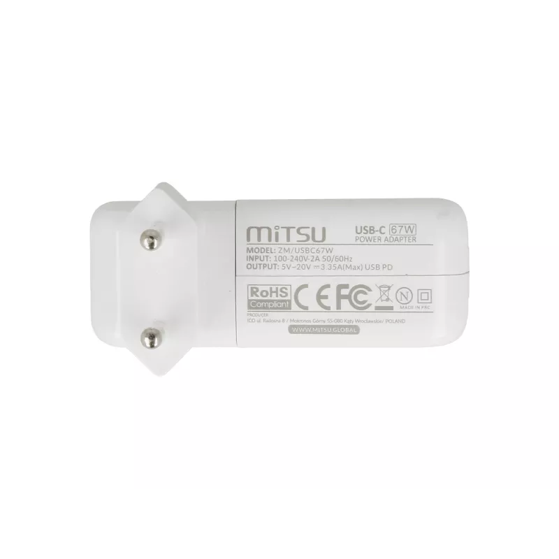 Laptop-Netzteil 67W USB-C 5V-9V-12V-15V/3A, 20V/3.35A PD
