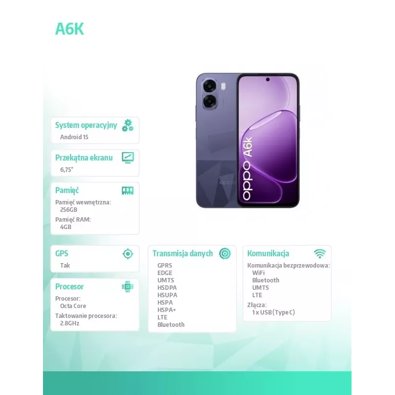 Smartphone A6k 4G 4/256GB CPH2891 Dunkelviolett